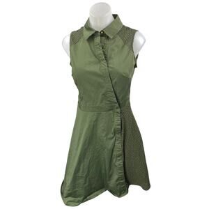 Rachel Roy Green Sleeveless Asymmetric Button Down A-line Shirt Tank Dress Sz 4